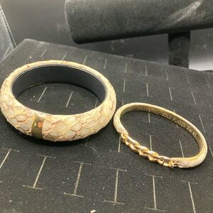 Gold and Cream Snakeskin Bangle Set